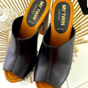 Like new original My Twinset leather black color Platforms Made in Italy size 39